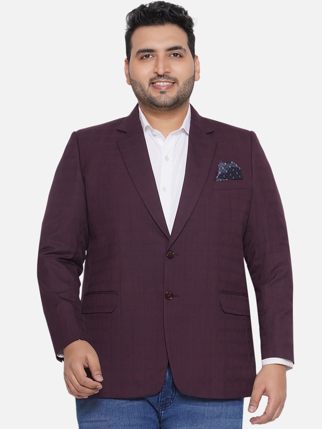 

Santonio Plus Size Single Breasted Notched Lapel Blazer, Purple