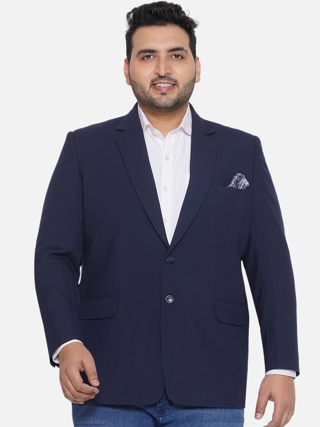 

Santonio Plus Size Single Breasted Notched Lapel Blazer, Navy blue
