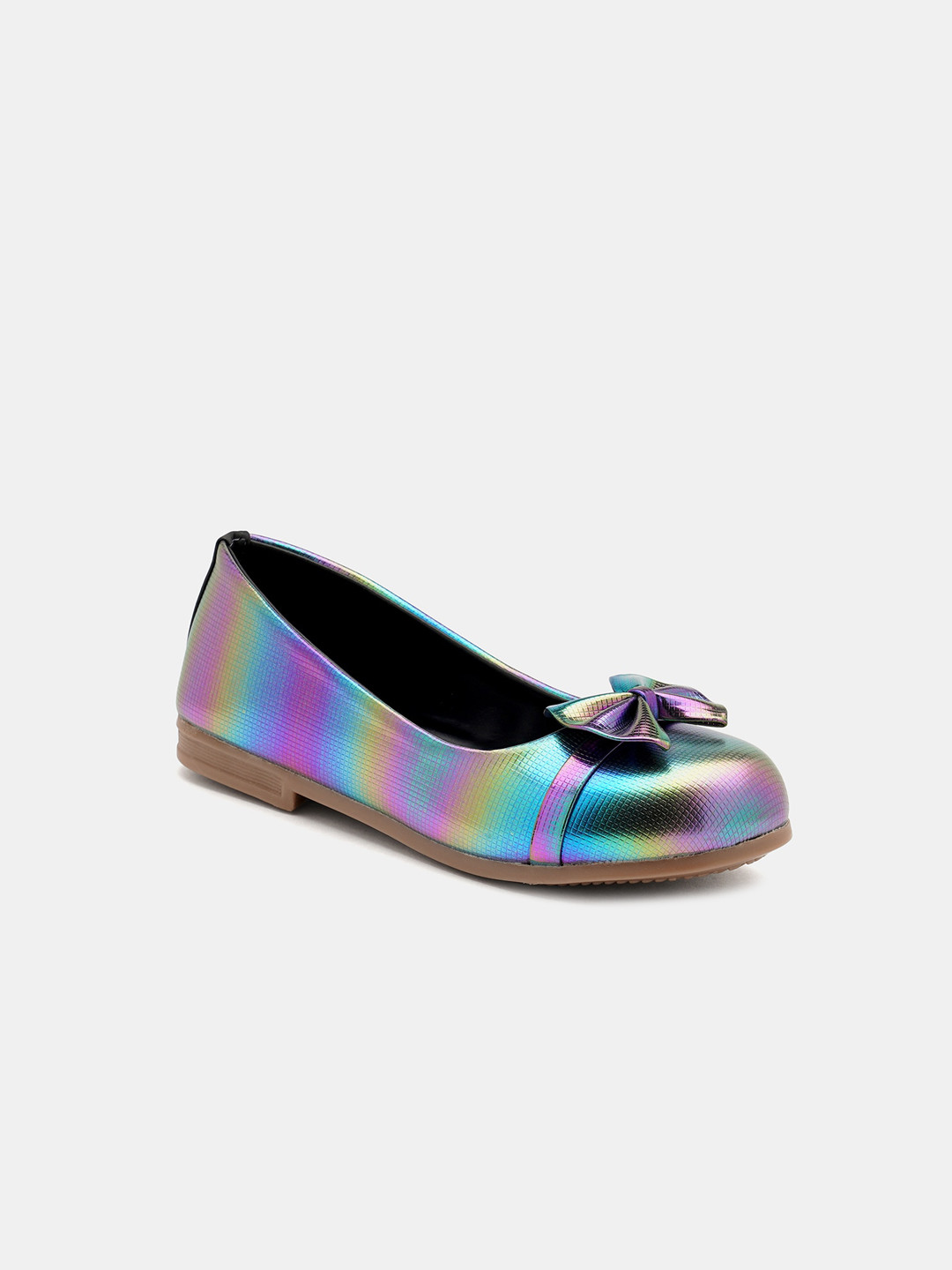 

R&B Girls Textured Bow Detail Ballerinas, Pink