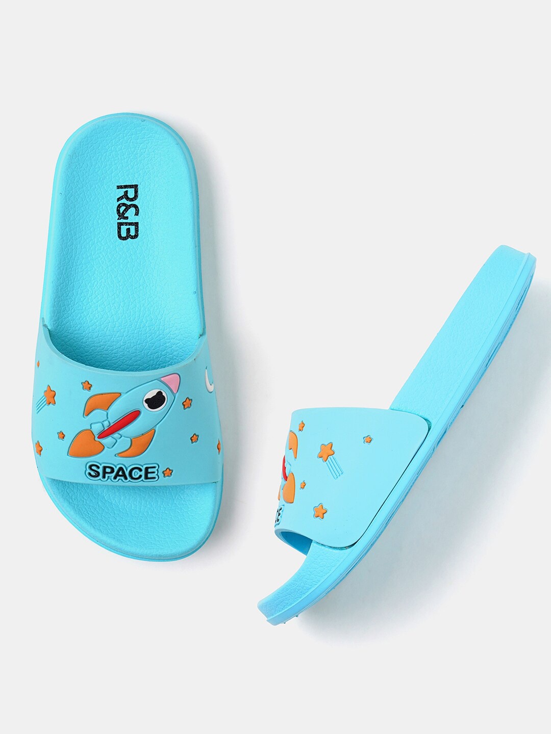 

R&B Boys Printed Sliders, Blue