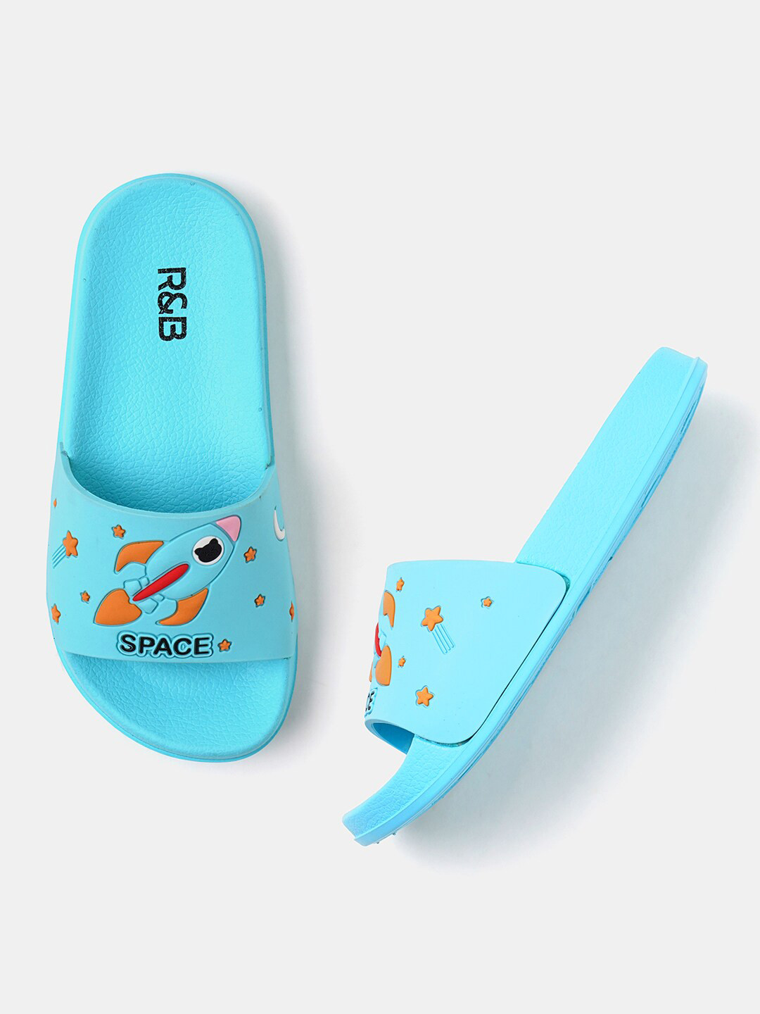 

R&B Boys Printed Sliders, Blue
