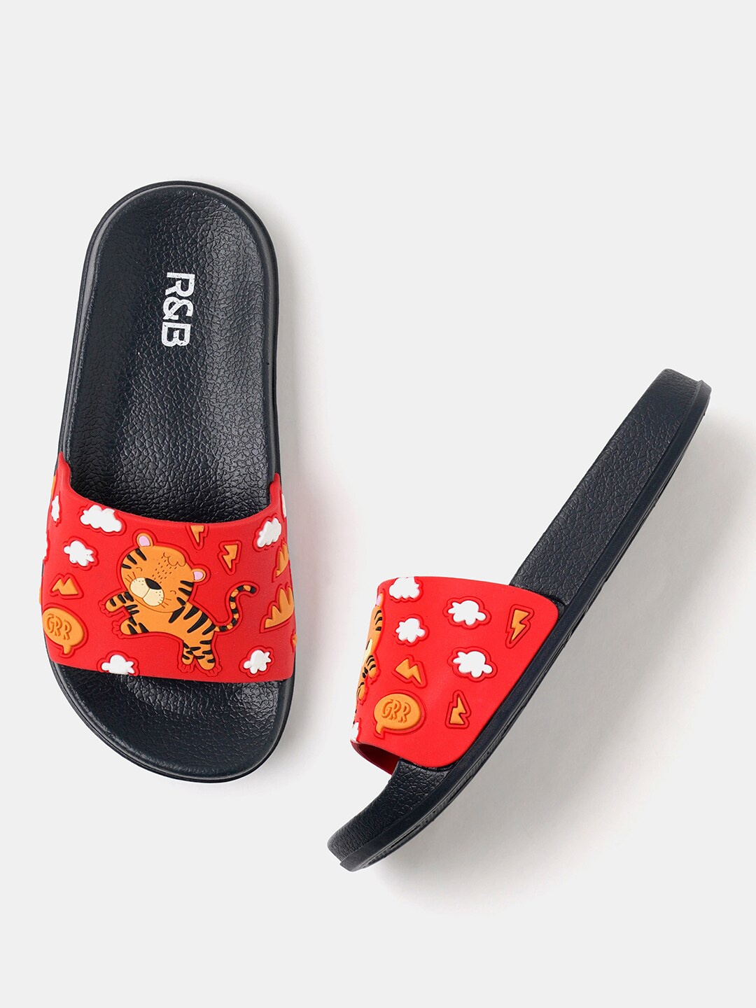 

R&B Boys Printed Rubber Sliders, Red