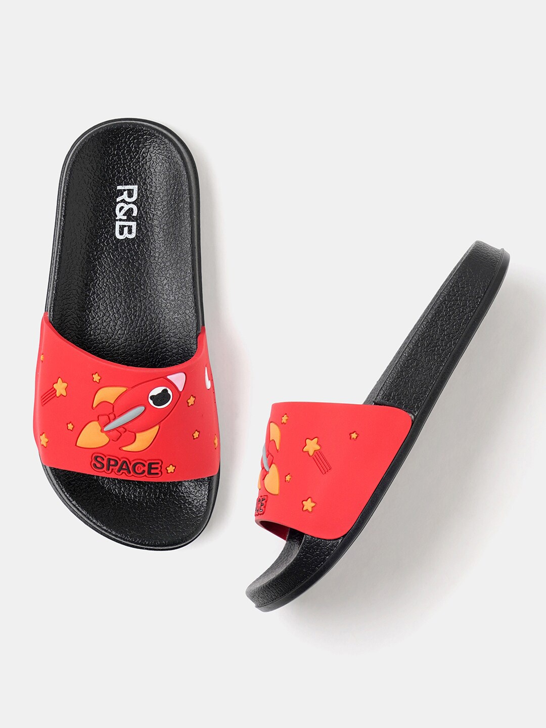 

R&B Boys Printed Rubber Sliders, Black
