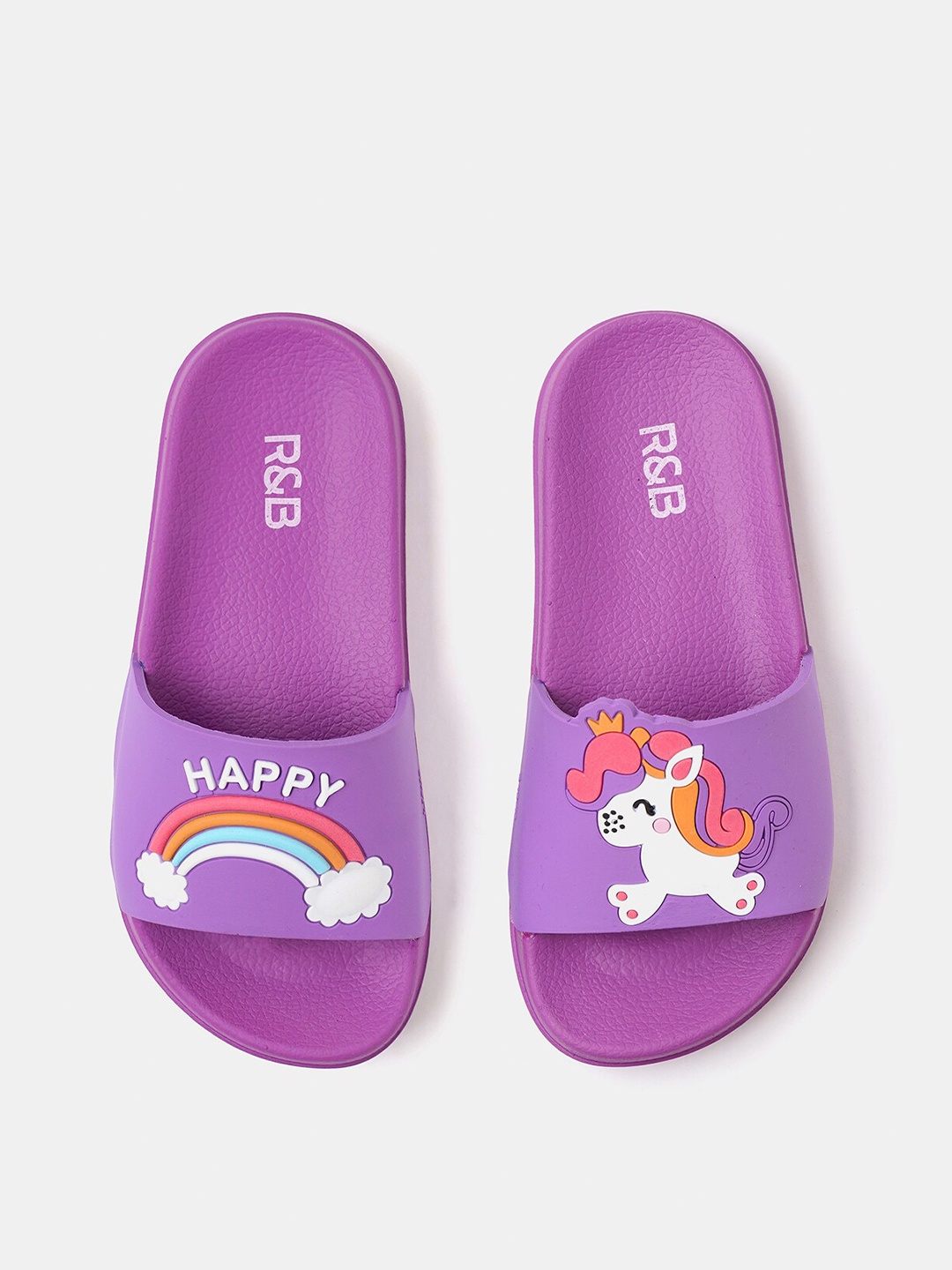 

R&B Girls Printed Rubber Sliders, Purple