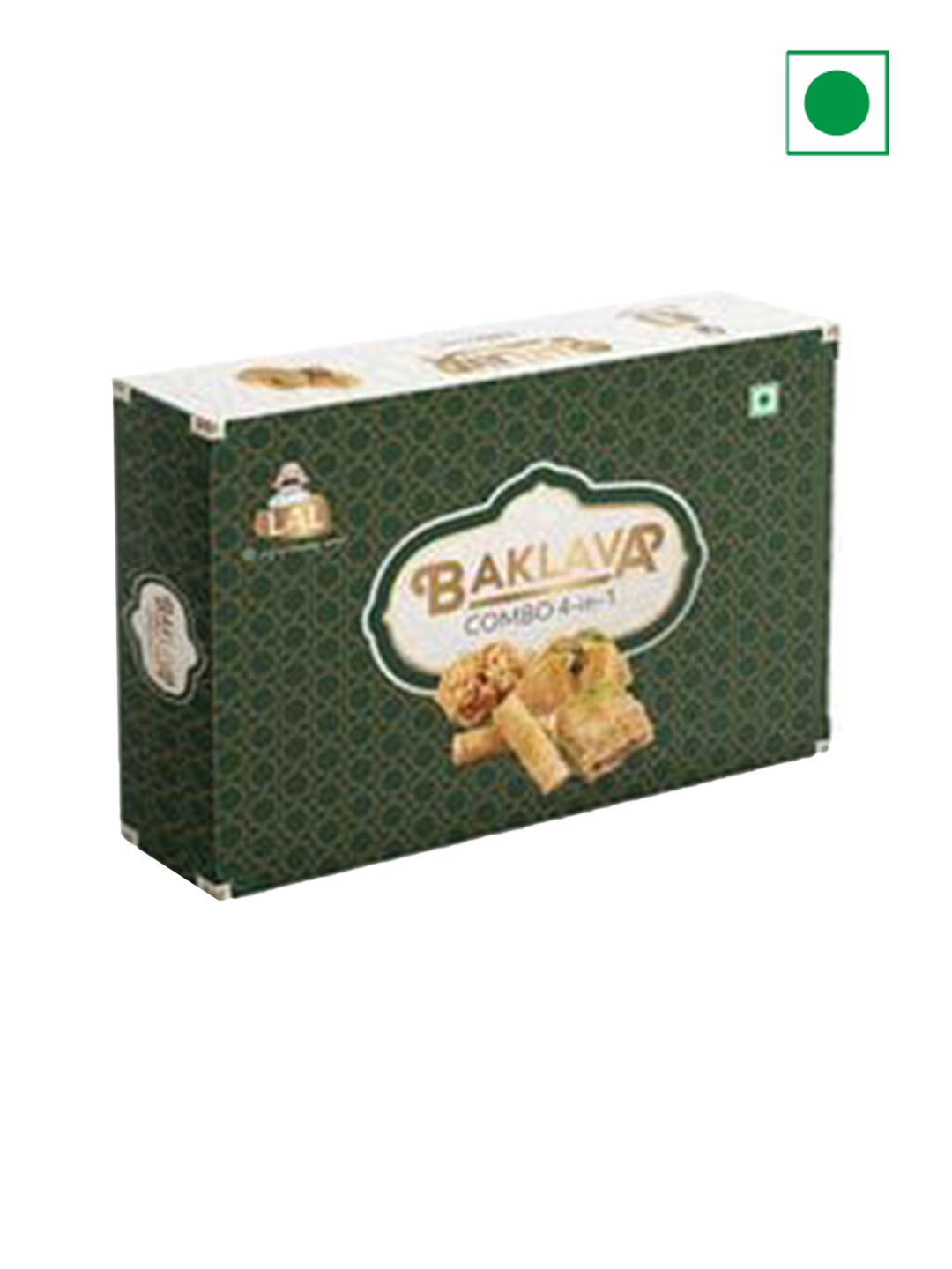

LAL Baklava 4-In-1 Assorted Diwali Sweets Gift Box-650 gms, Green