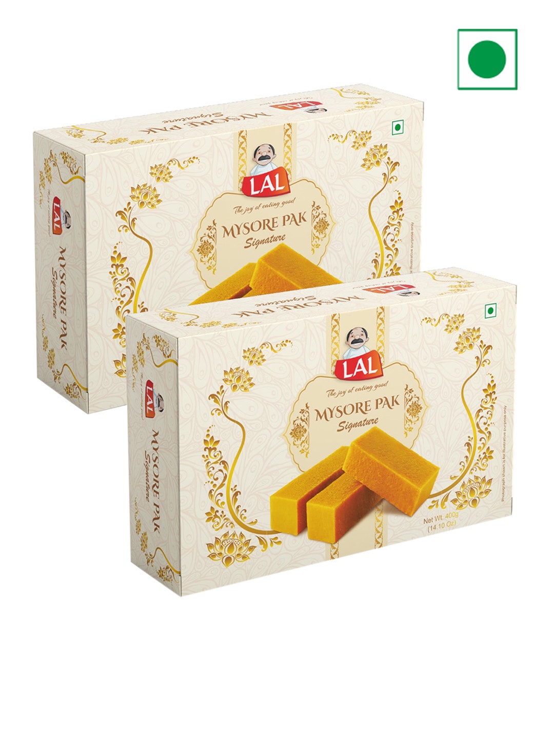 

LAL Set of 2 Mysore Pak Signature Sweets -400 gms Each, Beige