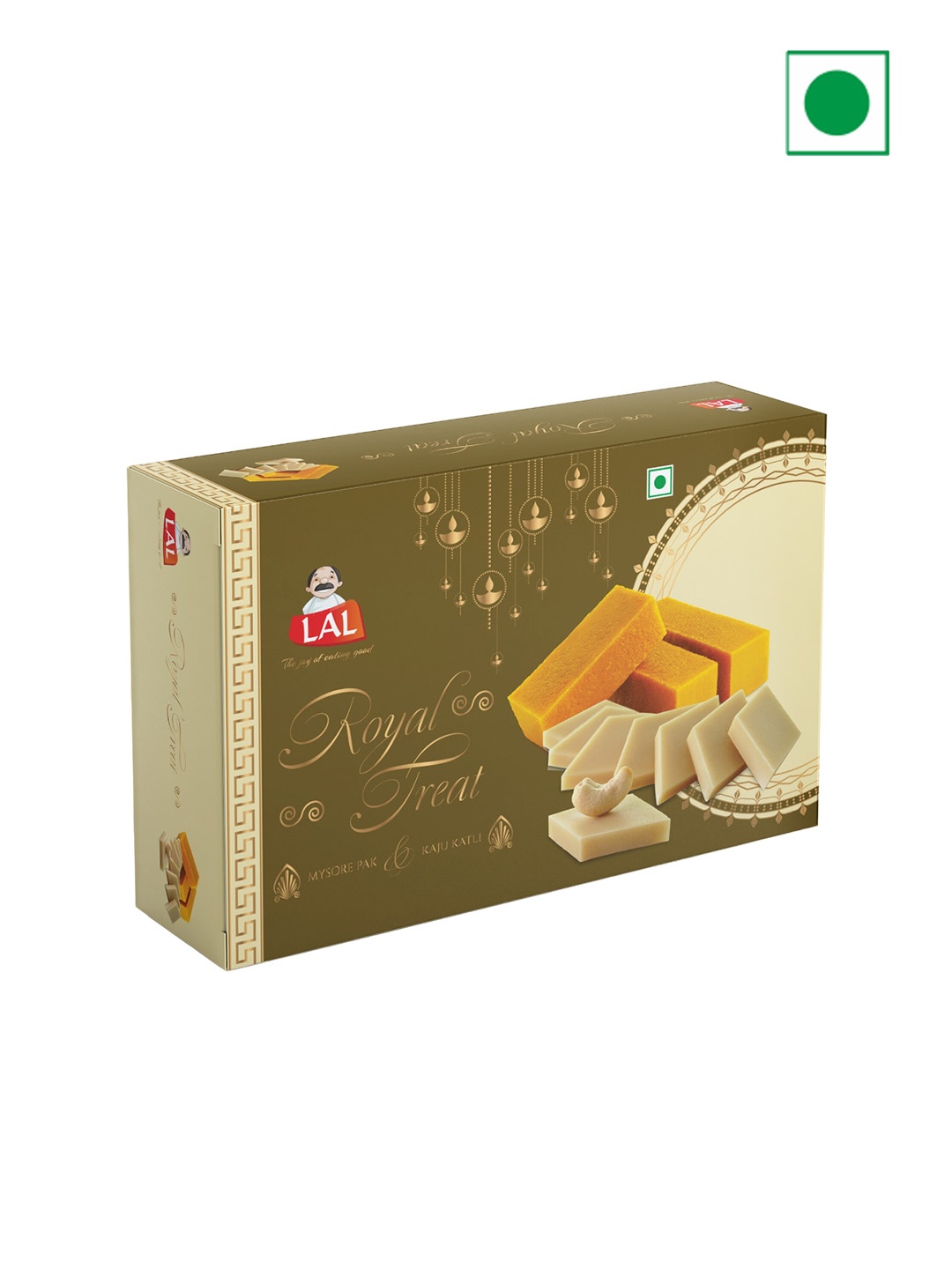 

LAL Set Of 3 Mysore Pak and Kaju Katli With Burfi - 400 gms, Beige