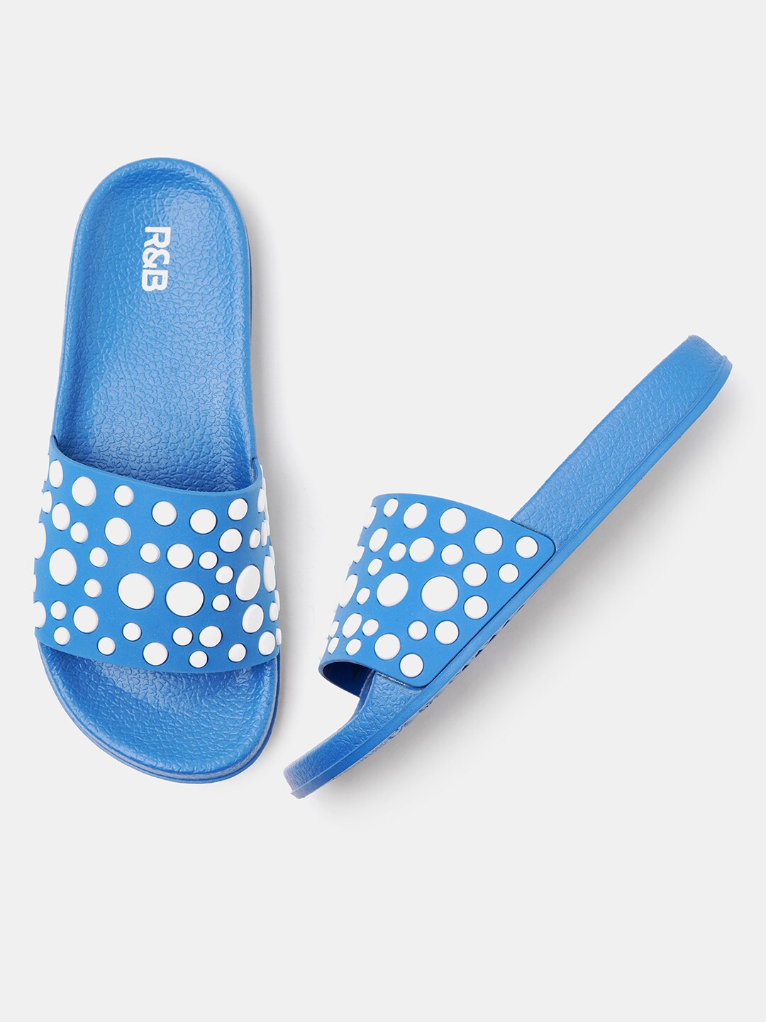 R&B Women Polka Dot Design Sliders, Blue