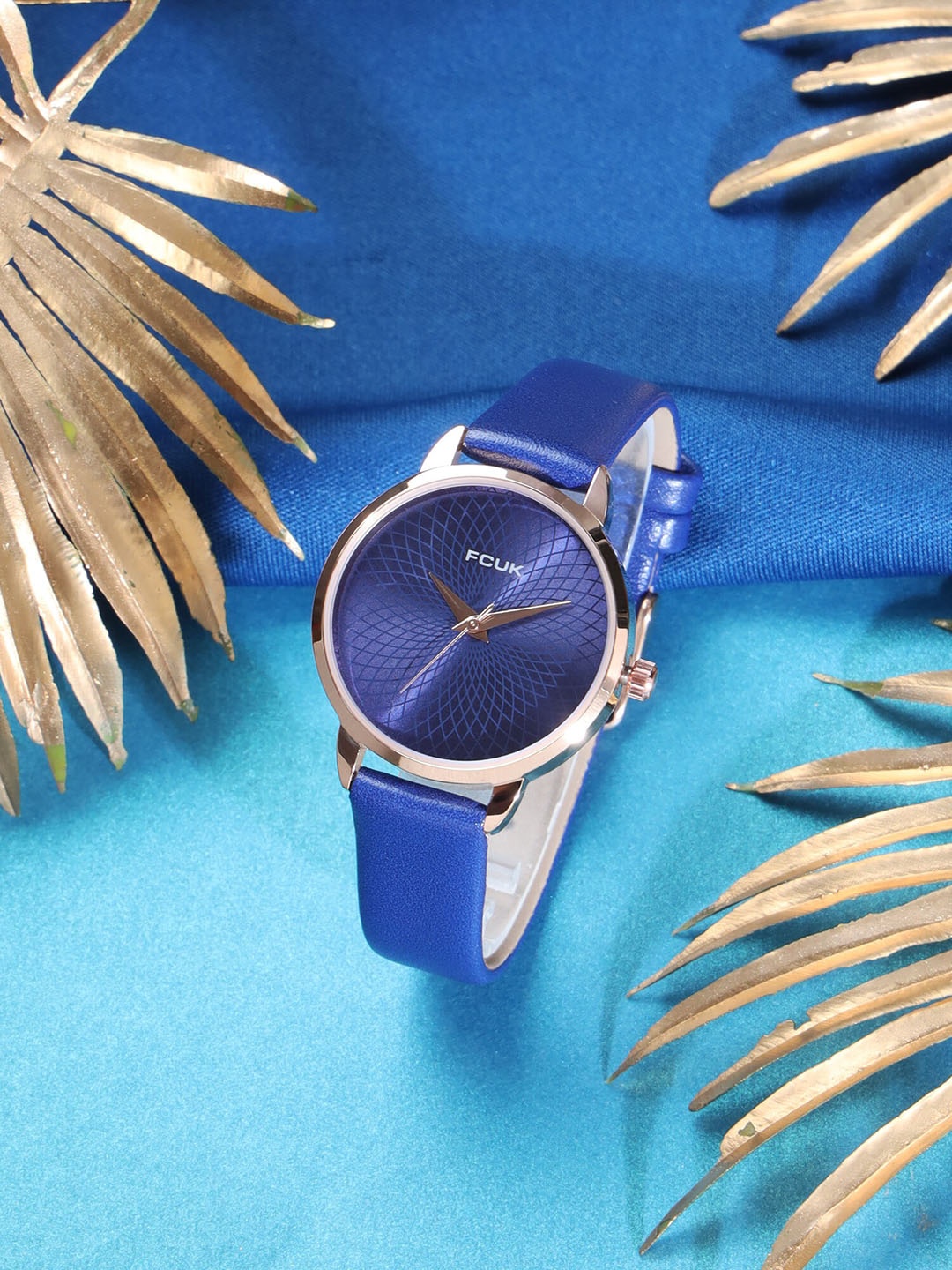

FCUK Women Printed Dial & Leather Straps Analogue Watch FK00023C, Blue