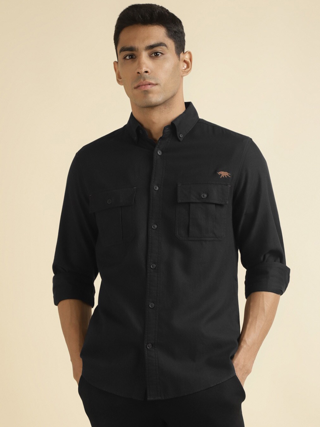 

Andamen Premium Slim Fit Cotton Casual Shirt, Black