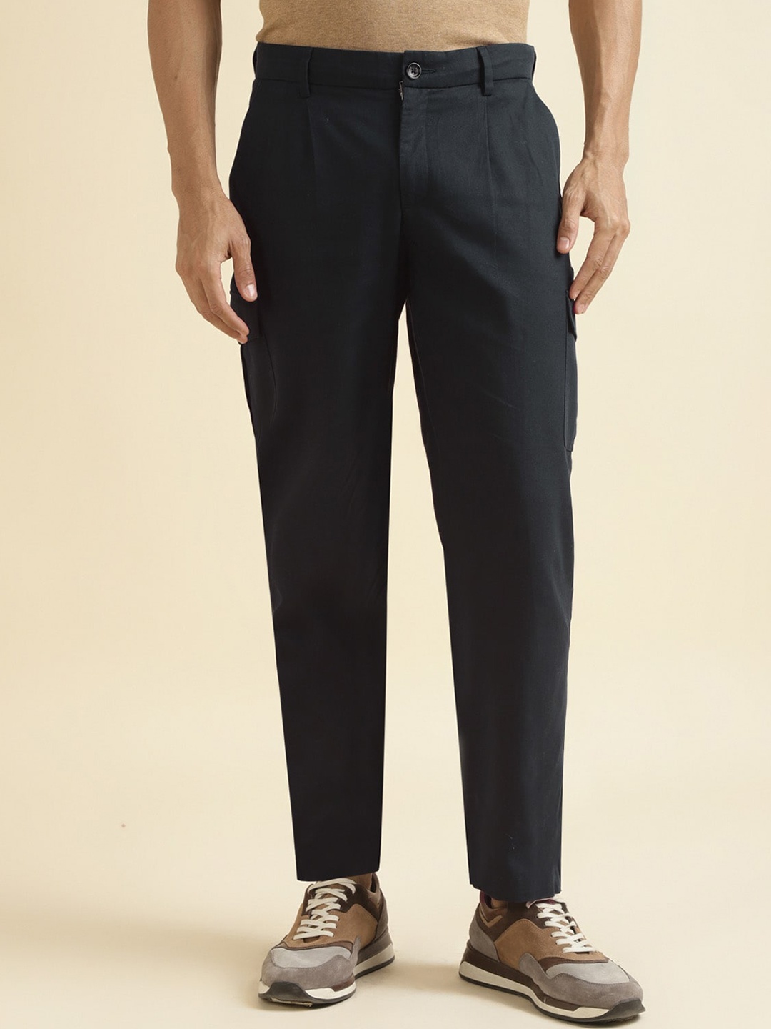

Andamen Men Comfort Easy Wash Cotton Cargos, Navy blue