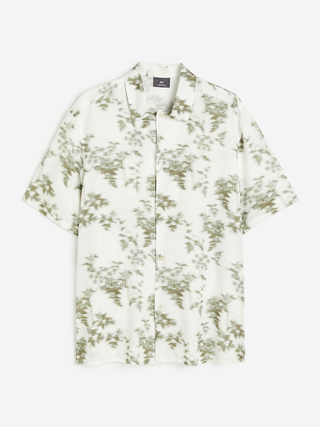 

H&M Men Regular Fit Patterned Lyocell Shirt, White
