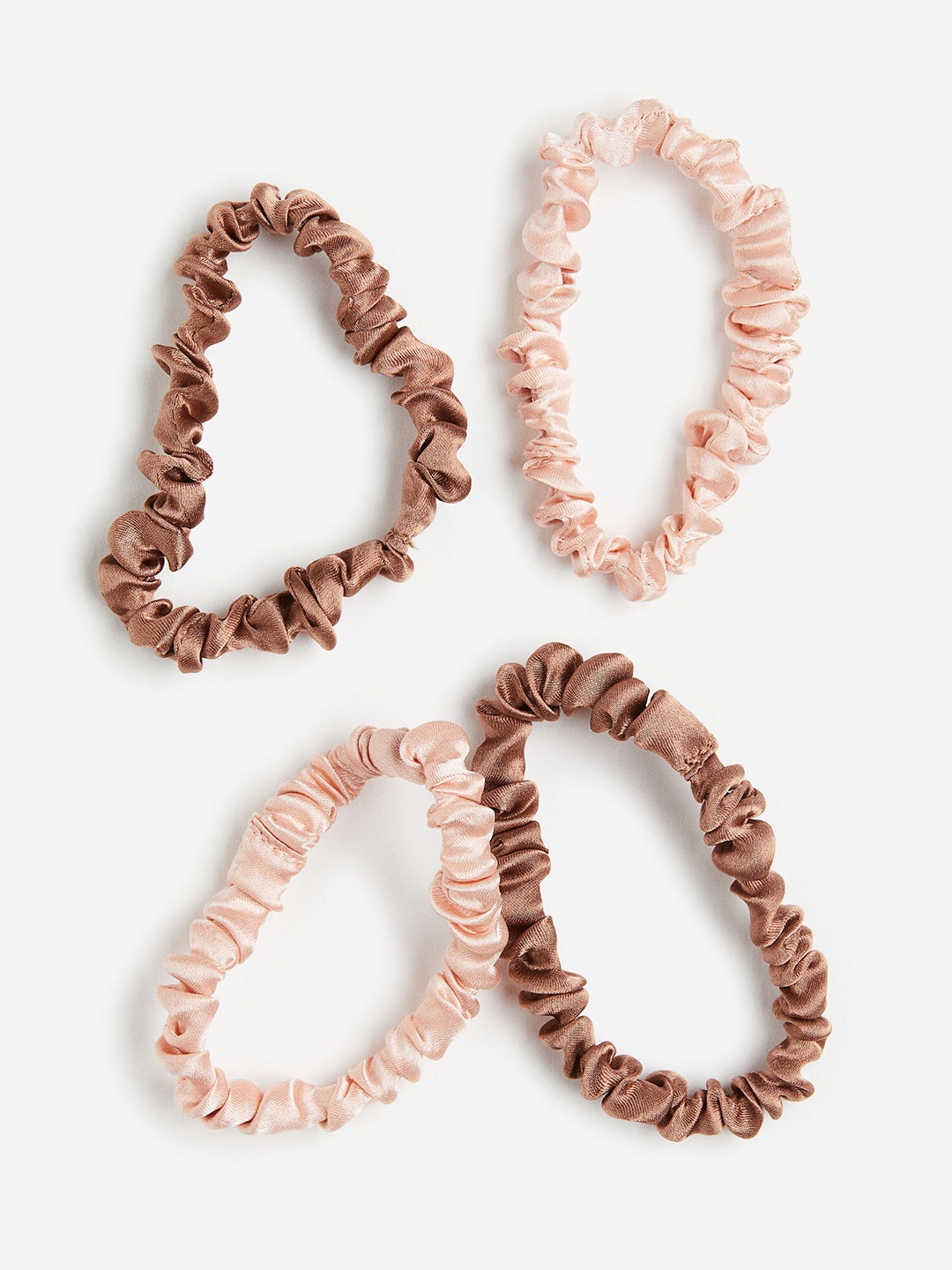 

H&M 4-Pack Silk Ponytail Holders, Beige