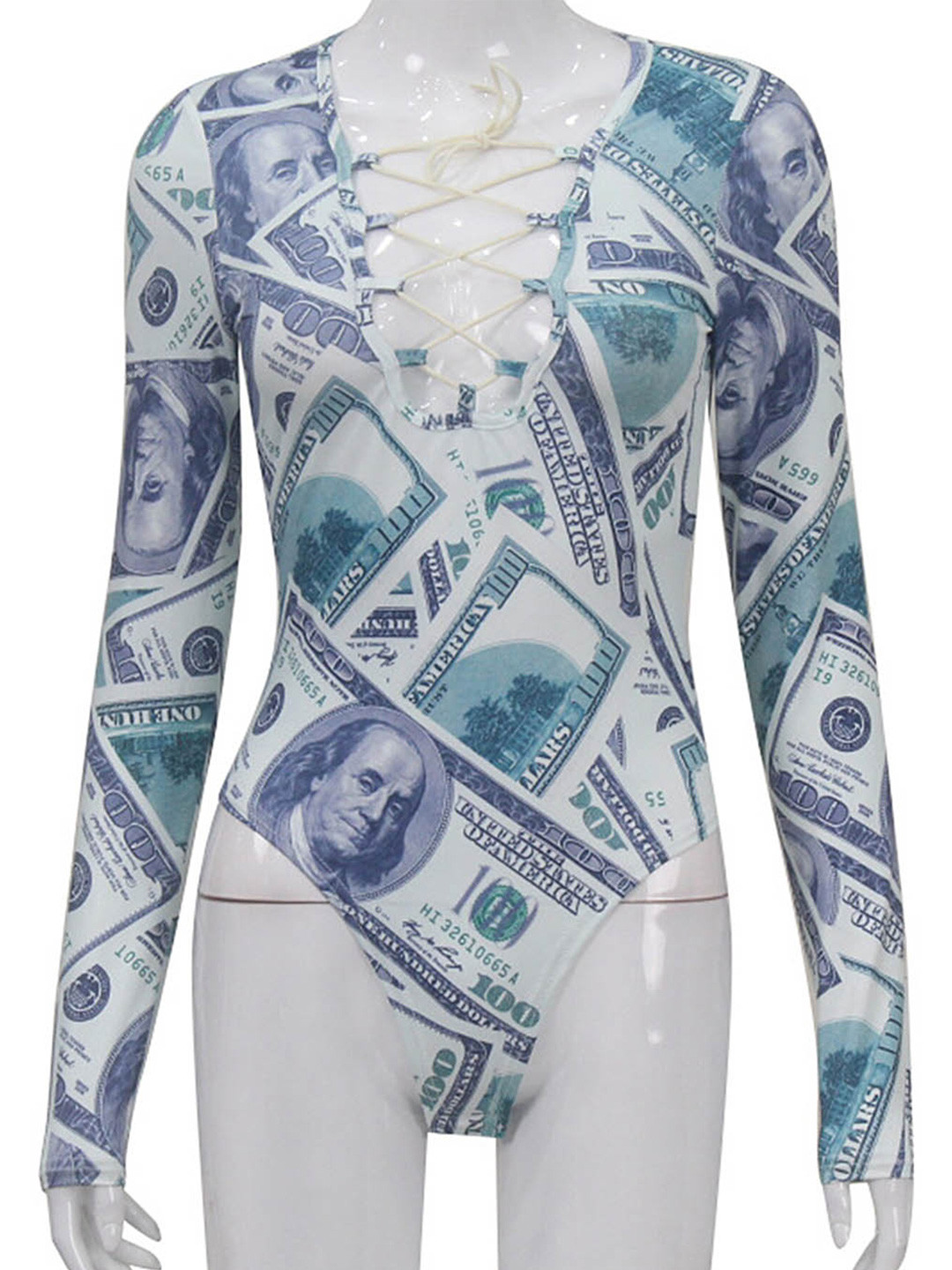 

LULU & SKY Geometric Print Mandarin Collar Lace Top, White