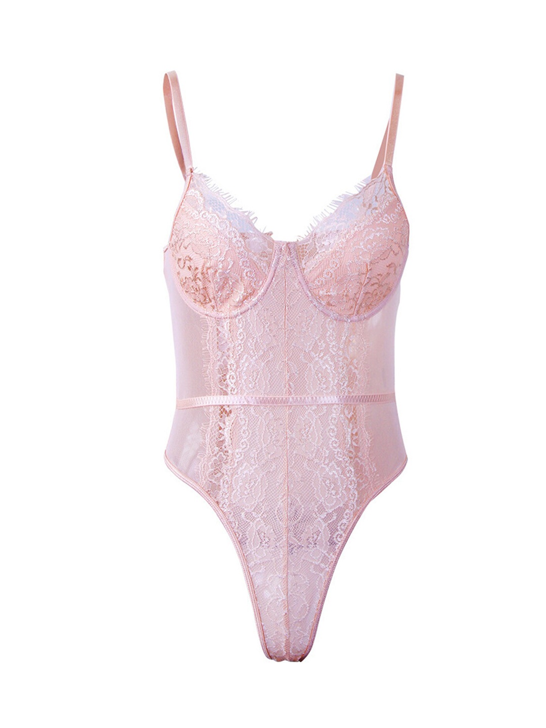

LULU & SKY Self Designed Shoulder Straps Bodysuit, Pink