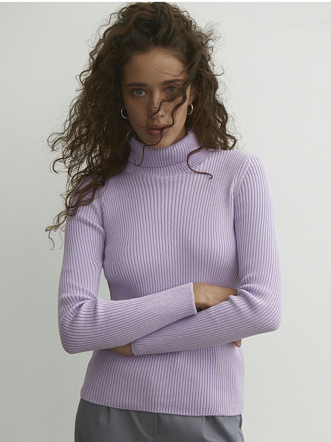 

LULU & SKY Self Design Turtle Neck Regular Fit Casual T-Shirt, Purple