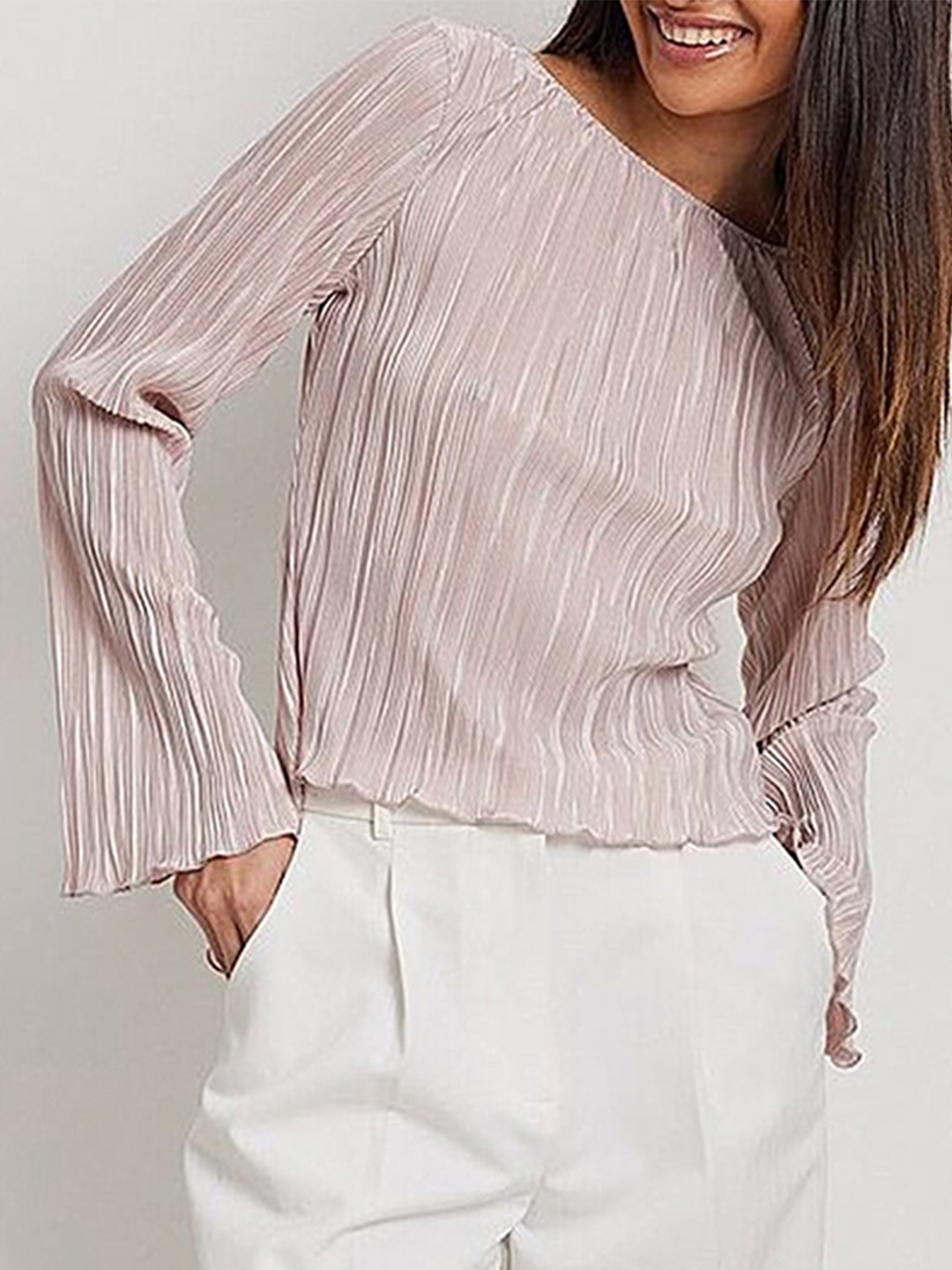 

LULU & SKY Self Design Tie-Up Detail Boat Neck Top, Pink