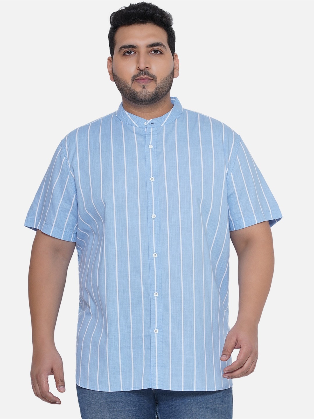 

Santonio Classic Striped Opaque Pure Cotton Casual Shirt, Blue