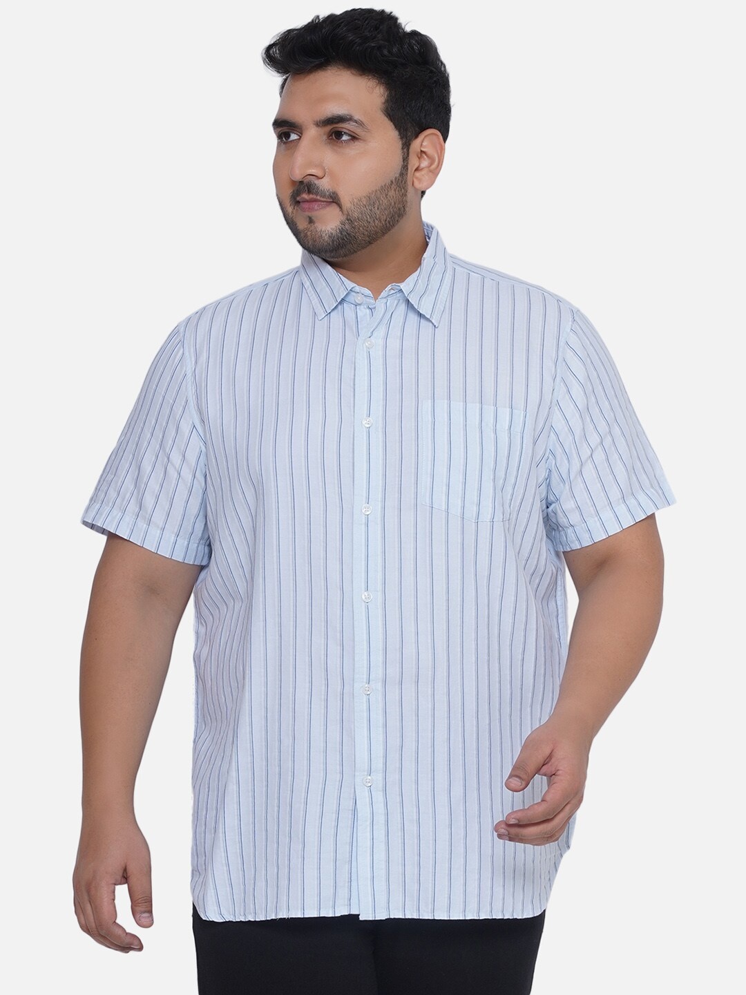 

Santonio Classic Striped Opaque Pure Cotton Casual Shirt, Blue