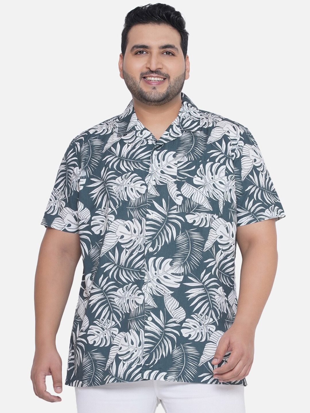 

Santonio Classic Floral Printed Opaque Pure Cotton Casual Shirt, Green
