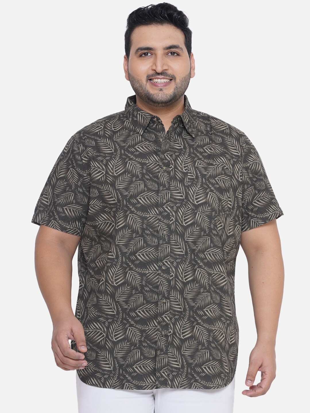 

Santonio Classic Floral Printed Opaque Pure Cotton Casual Shirt, Green