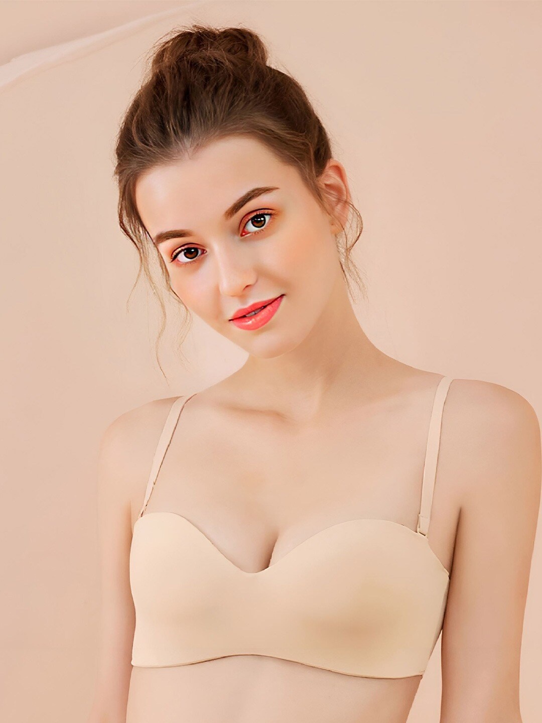 

Hill Islands Medium Coverage Anti Odour Heavily Padded Bandeau Bra With Side Shaper, Beige