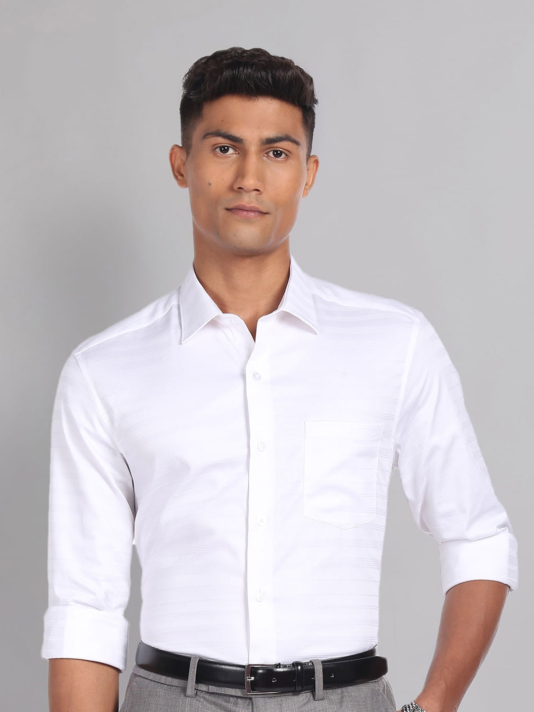 

AD By Arvind Slim Fit Twill Spread Collar Long Sleeves Formal Shirt, White