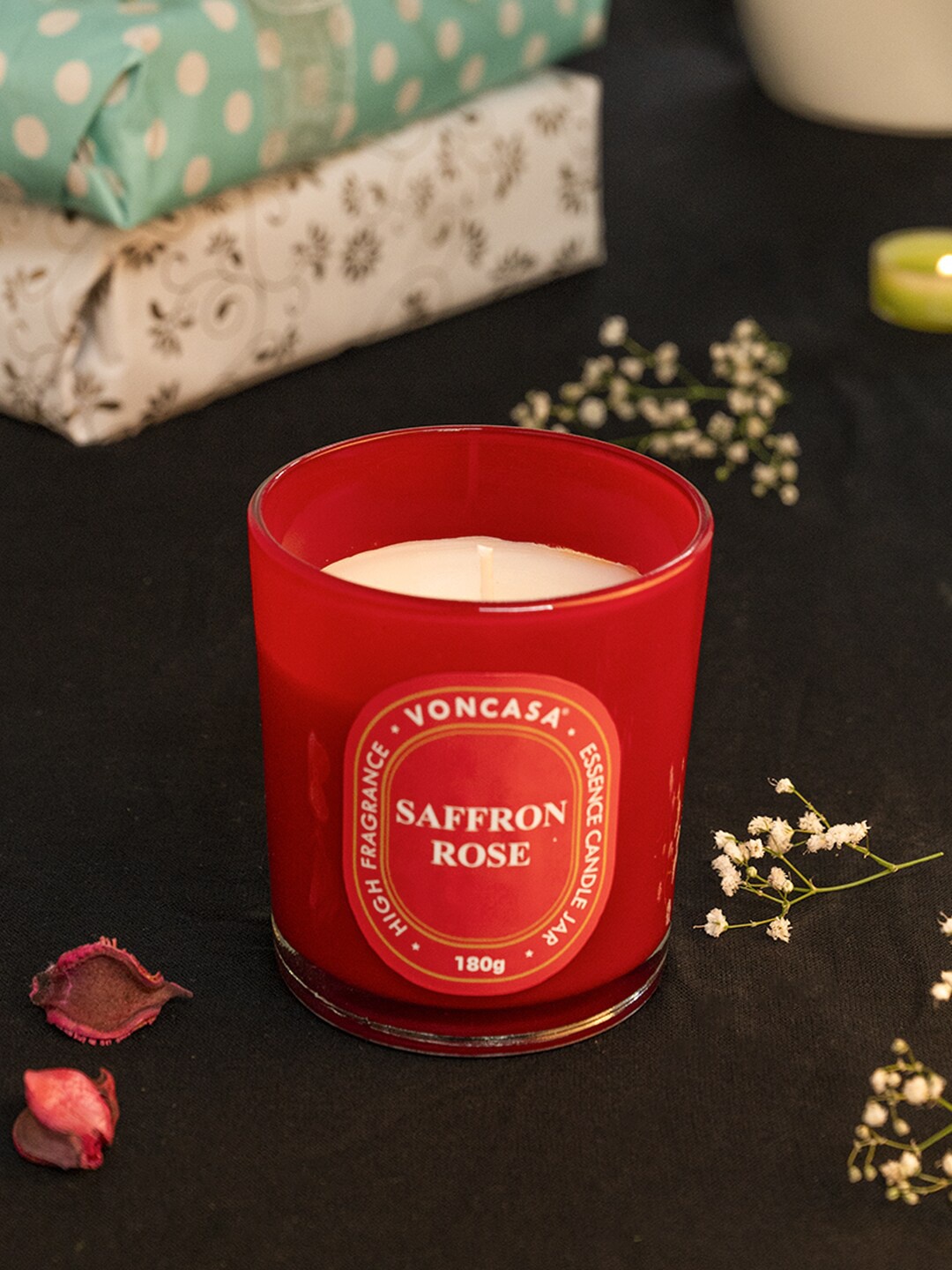 MARKET99 Red Saffron Rose Scented Eco-Friendly Candle