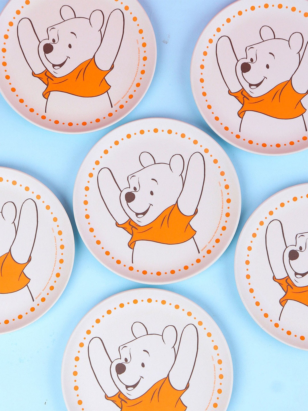 

THE BAMBOO CO White & Orange 2 Pcs Printed Bamboo Matte Plate