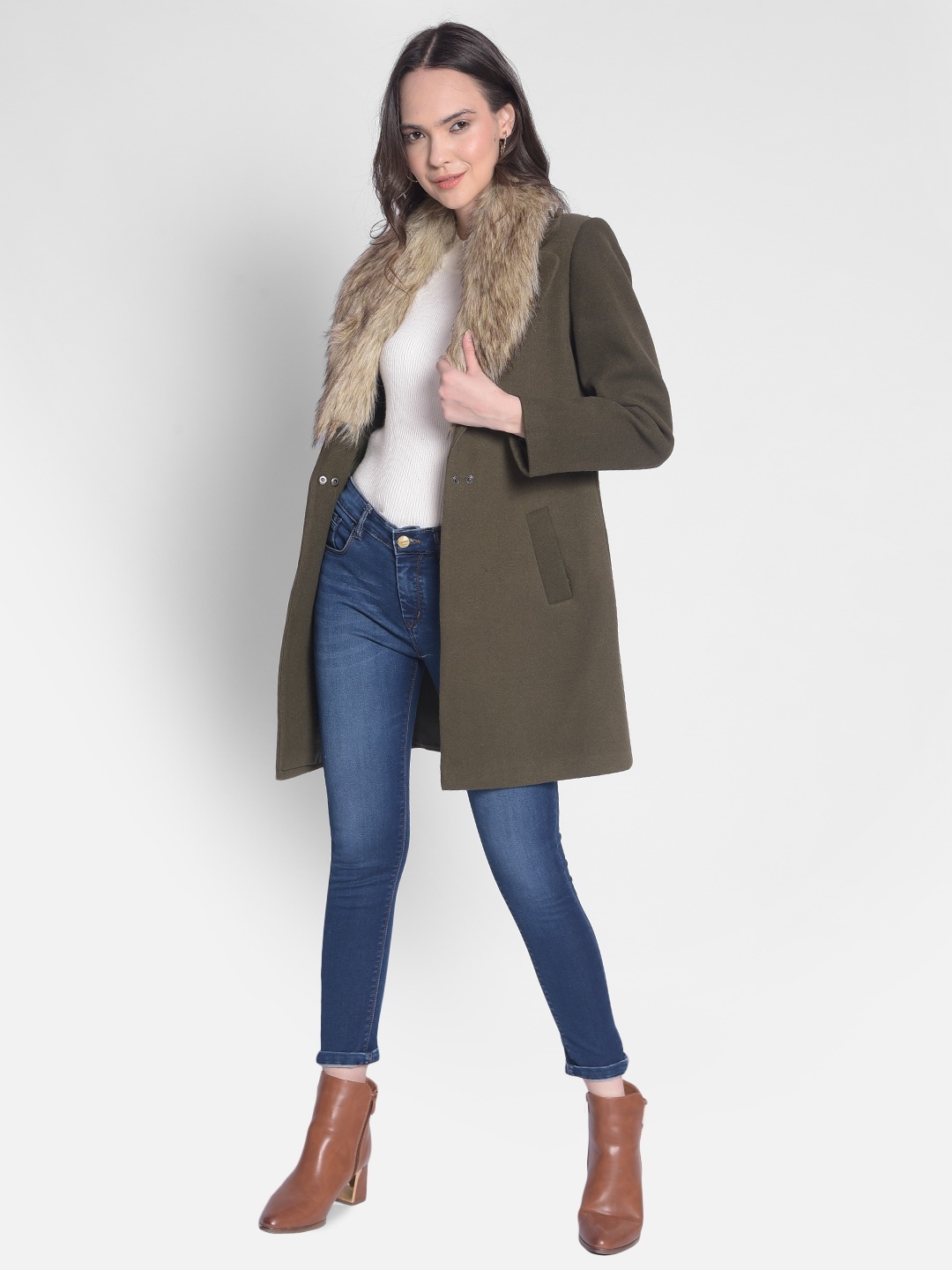 

Crimsoune Club Single-Breasted Overcoat, Olive