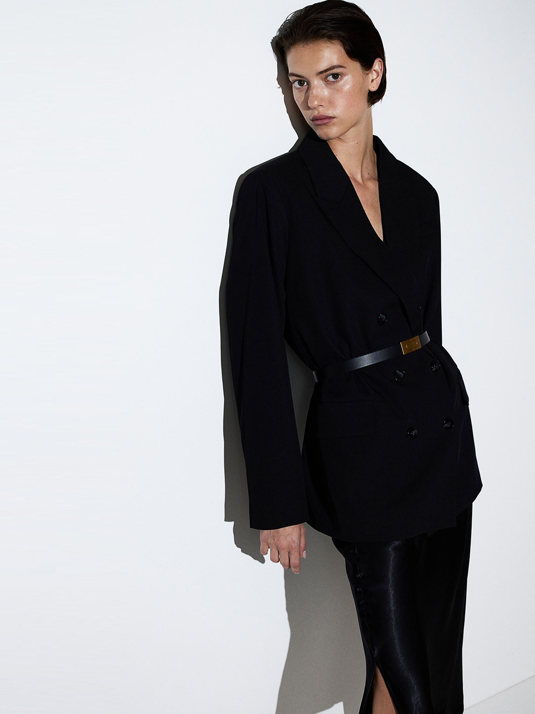 

H&M Double-Breasted Blazer, Black