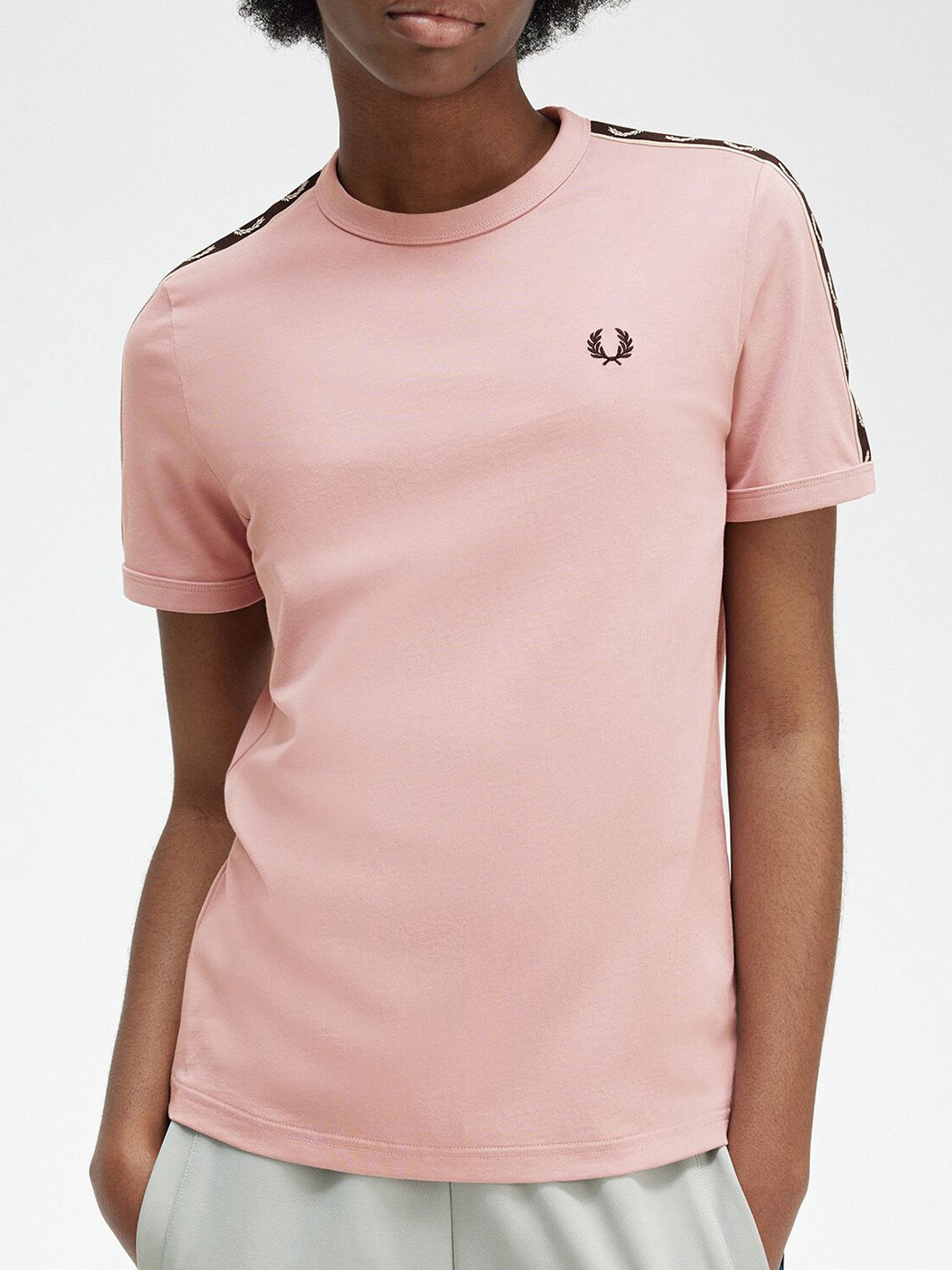 

Fred Perry High Neck Slim Fit Pure Cotton T-shirt, Pink
