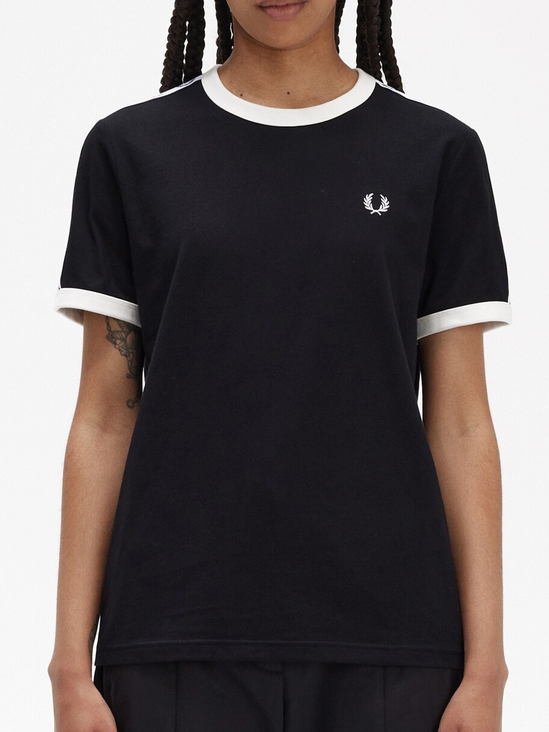 

Fred Perry Solid Slim Fit Pure Cotton Casual T-shirt, Black