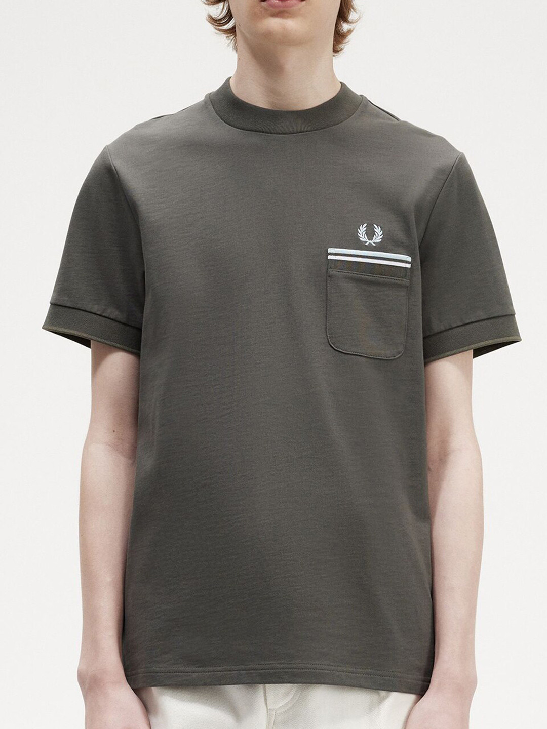 

Fred Perry High Neck Slim Fit Pure Cotton Casual T-shirt, Green