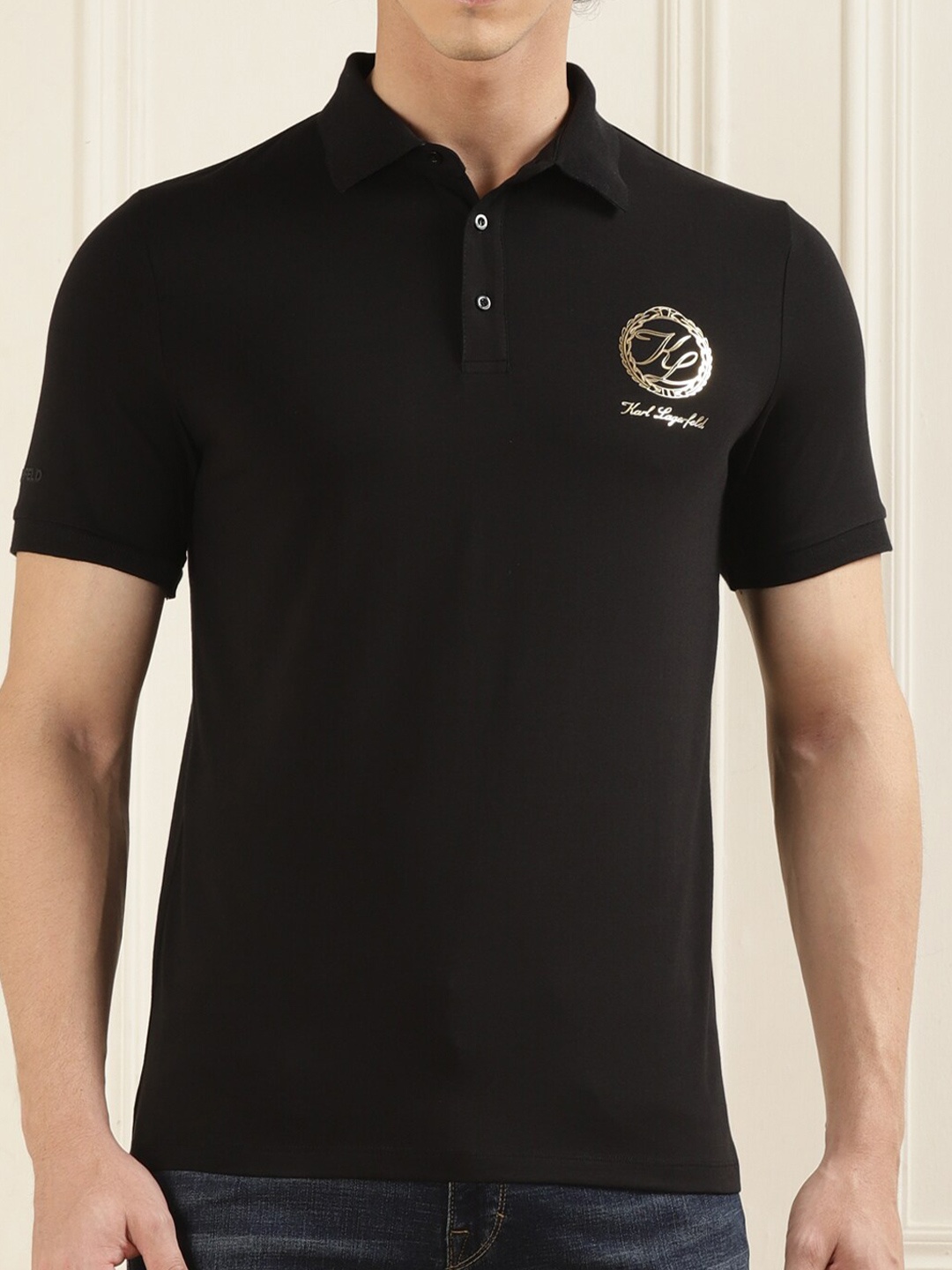 

Karl Lagerfeld Polo Collar Slim Fit T-shirt, Black