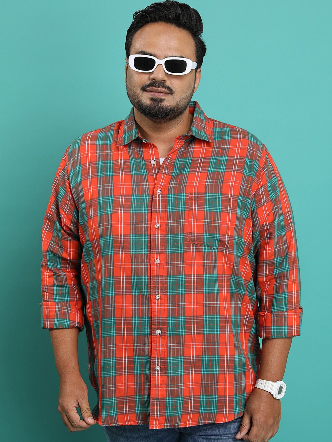 

HIGHLANDER Men Plus Size Tartan Checked Casual Shirt, Multi