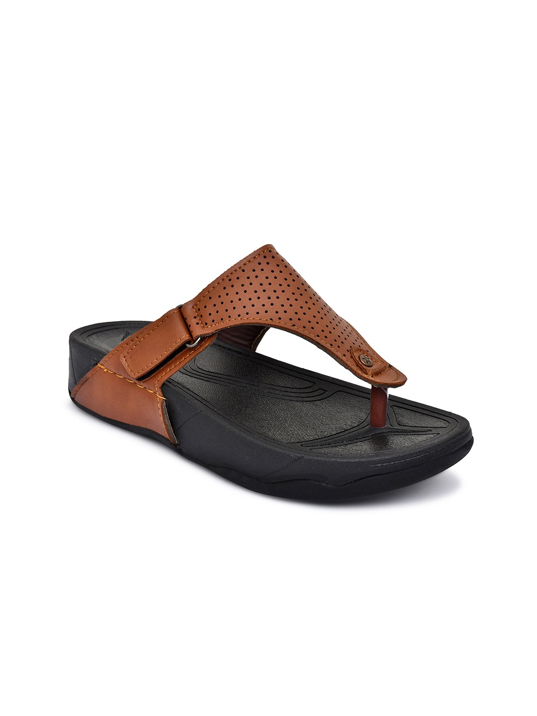 

IVRAH Men Tan & Black Comfort Sandals