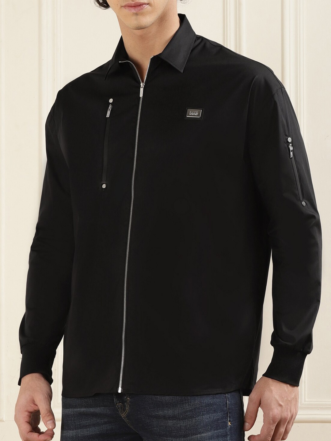 

Karl Lagerfeld Men Black Slim Fit Opaque Casual Shirt