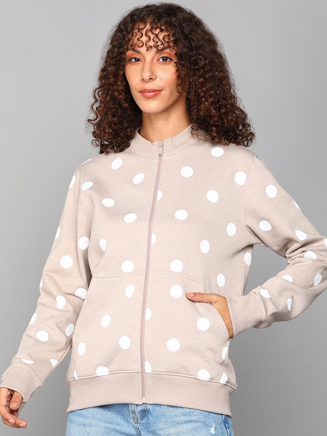 

Alan Jones Women Beige Printed Sweatshirt