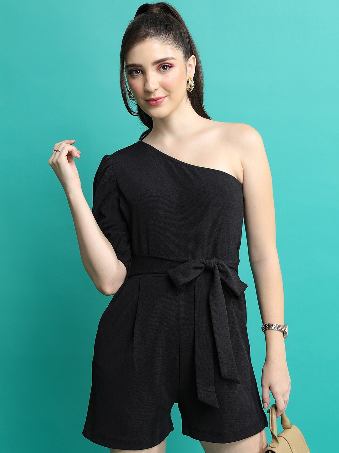 

Tokyo Talkies Black One Shoulder Playsuit