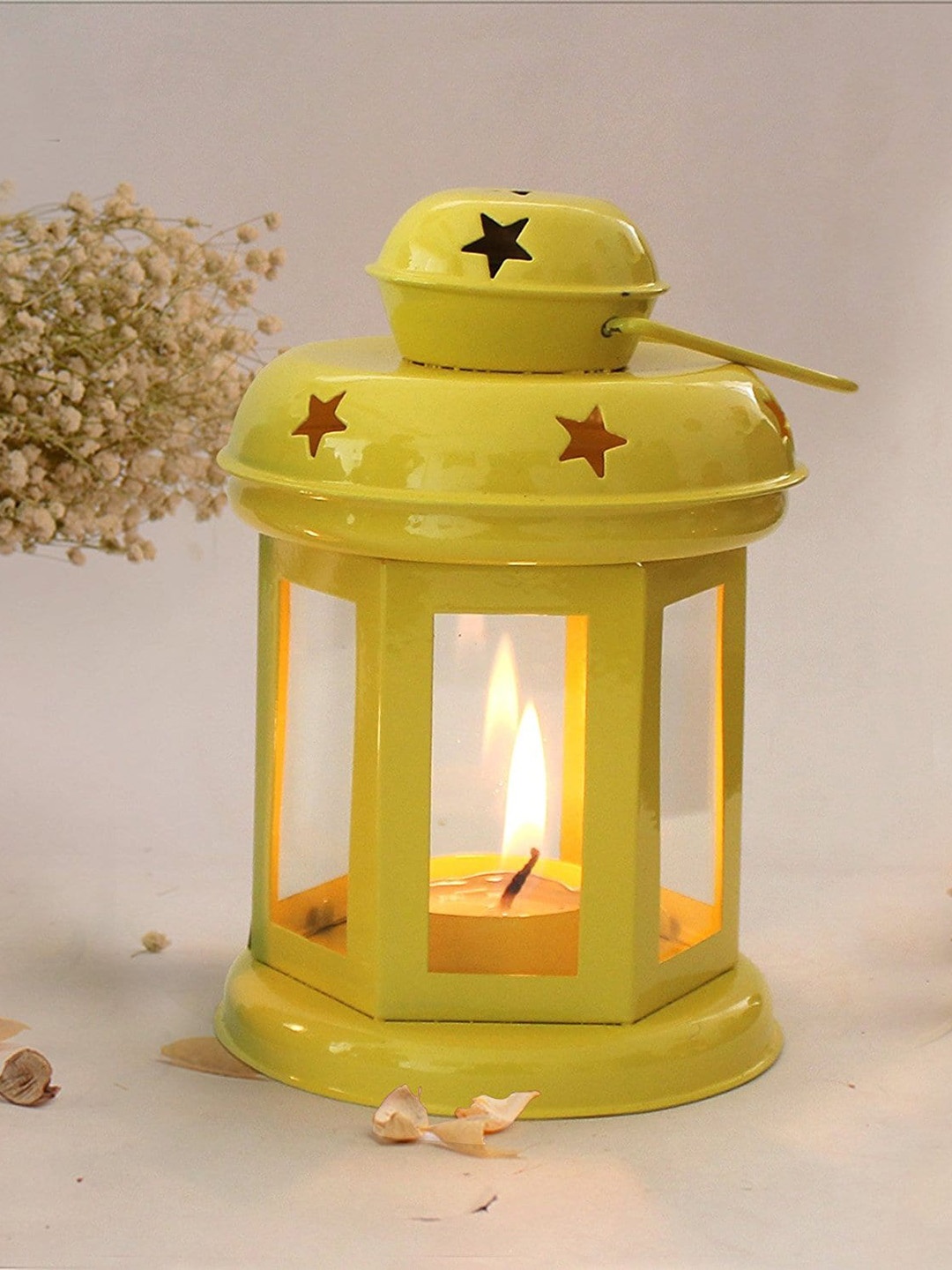 

eCraftIndia Yellow Lantern Tealight Candle Holder