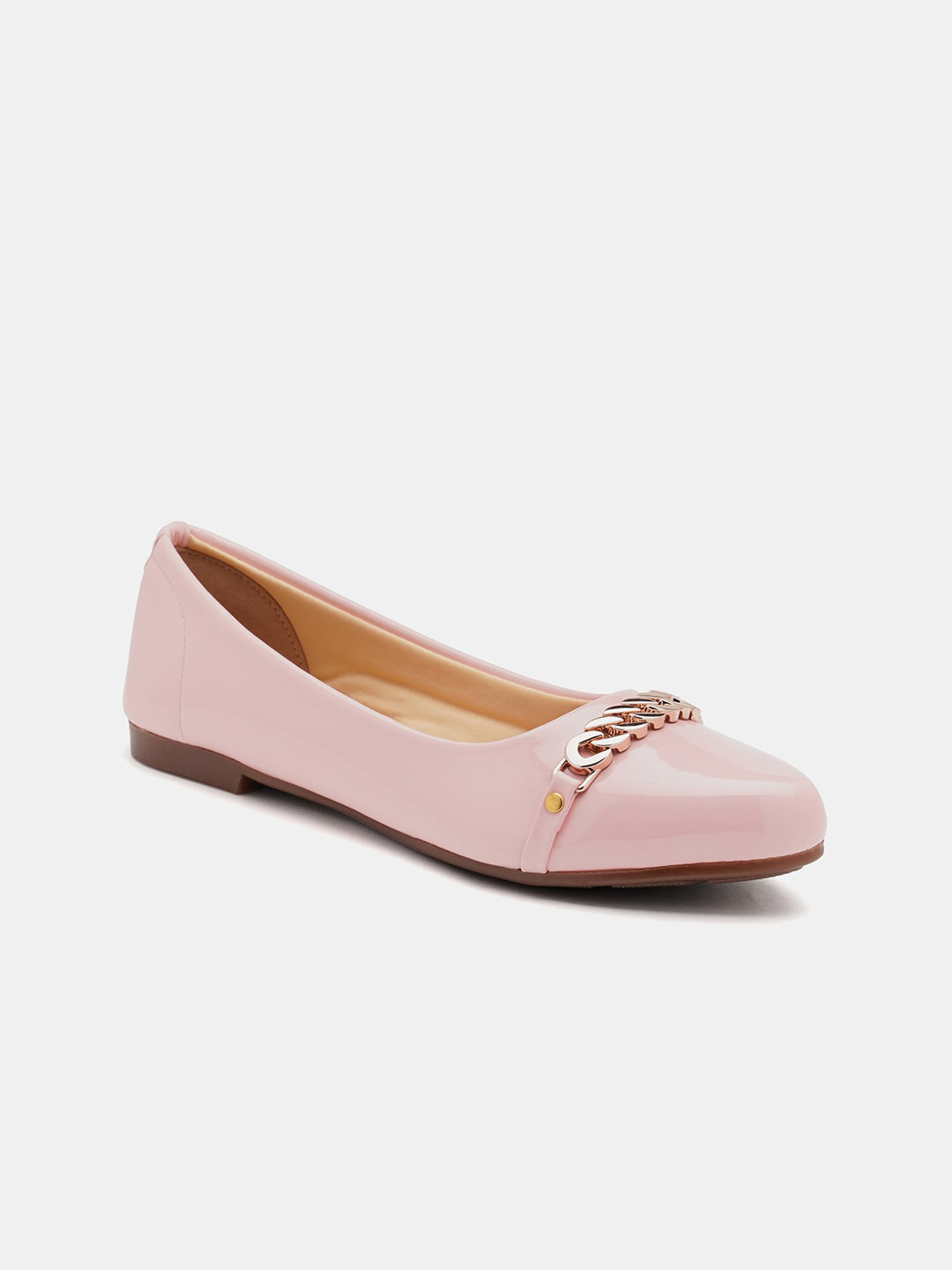 

R&B Embellished Round Toe Ballerinas, Pink