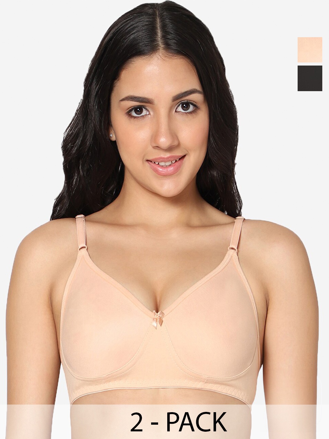 

In Care Pack Of 2 Seamless Full Coverage Cotton T-shirt Bra All Day Comfort, Nude