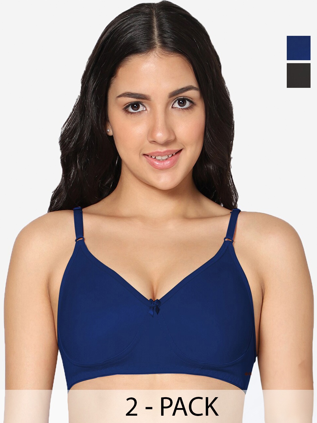 

In Care Pack Of 2 Seamless Full Coverage Cotton T-shirt Bra All Day Comfort, Blue