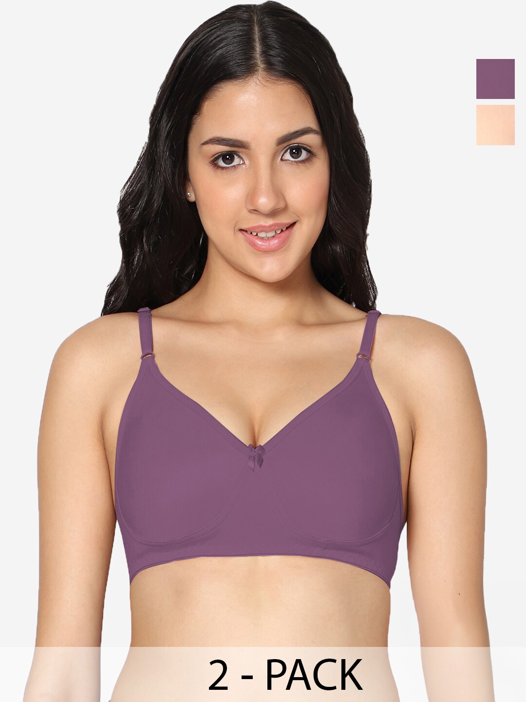 

In Care Pack Of 2 Full Coverage Pure Cotton T-shirt Bras With All Day Comfort, Beige