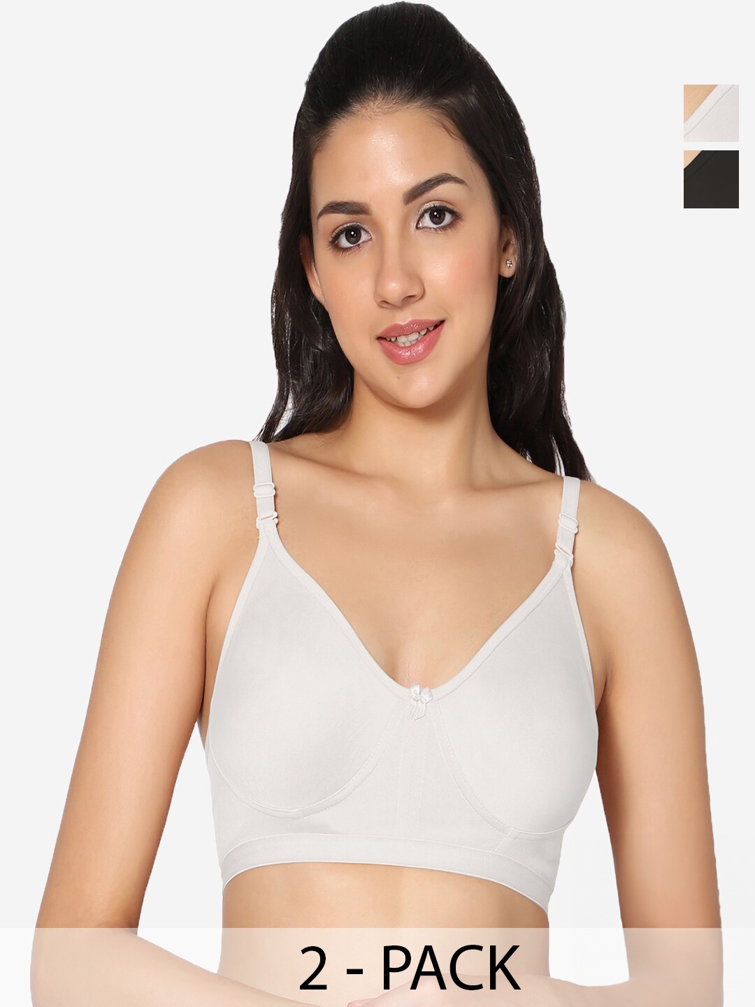 

In Care Pack Of 2 Full Coverage All Day Comfort Non Padded Cotton T-shirt Bra, White