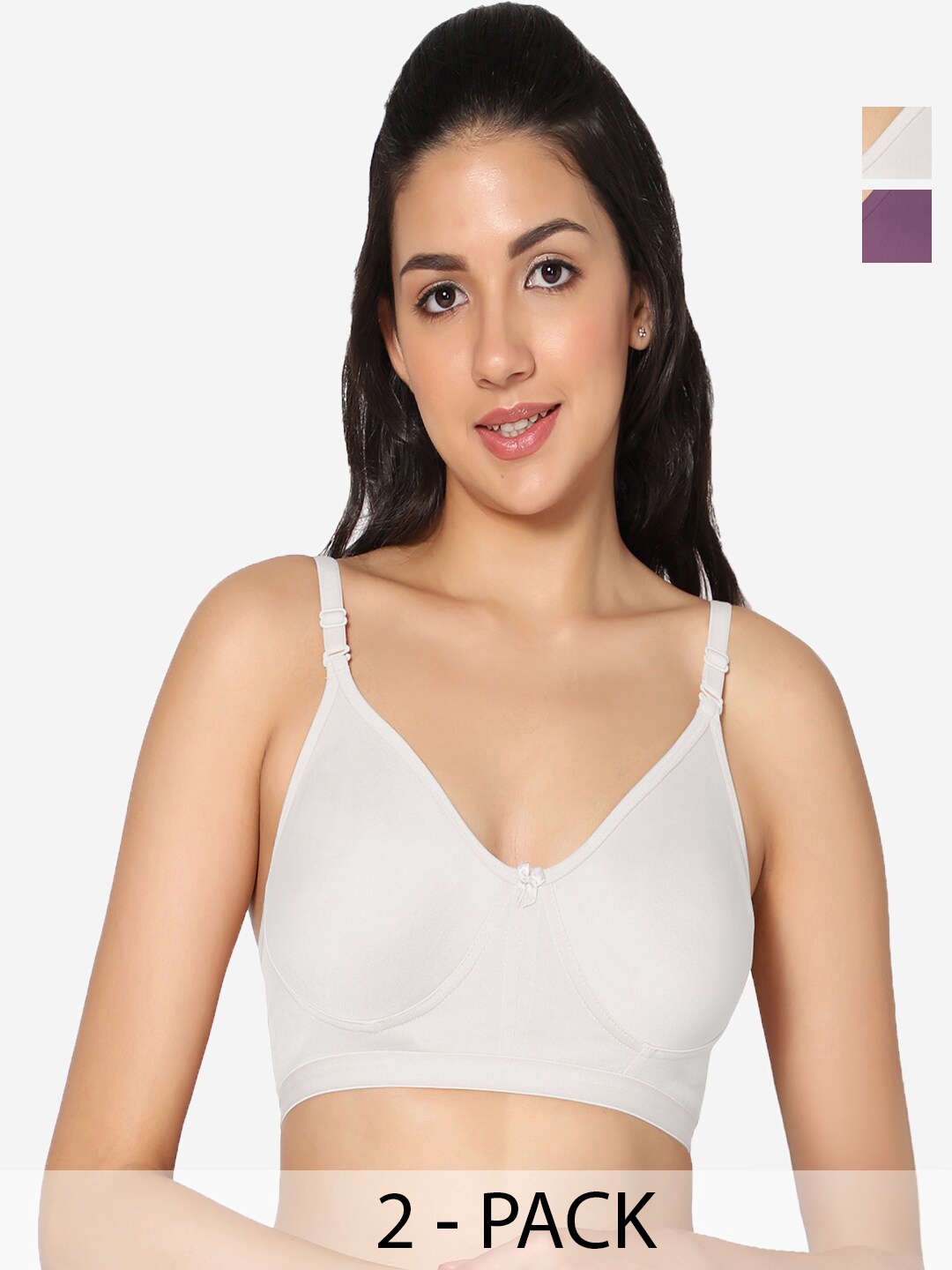 

In Care Pack Of 2 Full Coverage All Day Comfort Non Padded Cotton T-shirt Bra, White