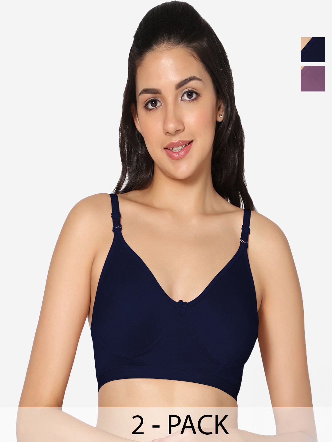 

In Care Pack Of 2 Full Coverage Pure Cotton T-shirt Bra With All Day Comfort, Blue