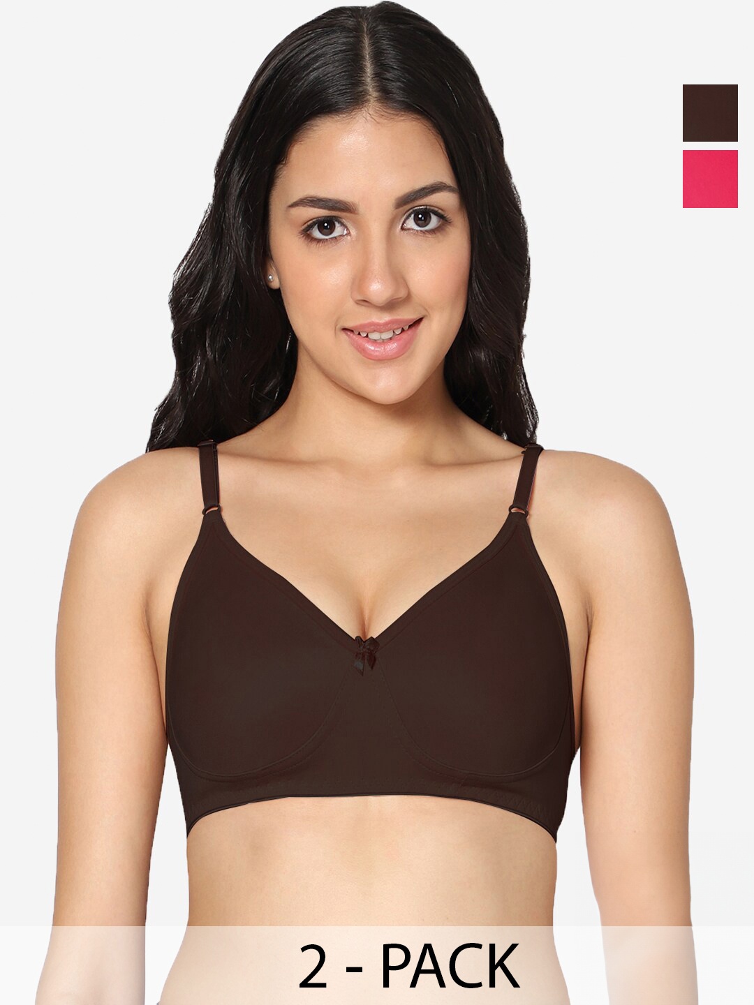 

In Care Brown & Magenta Bra Full Coverage