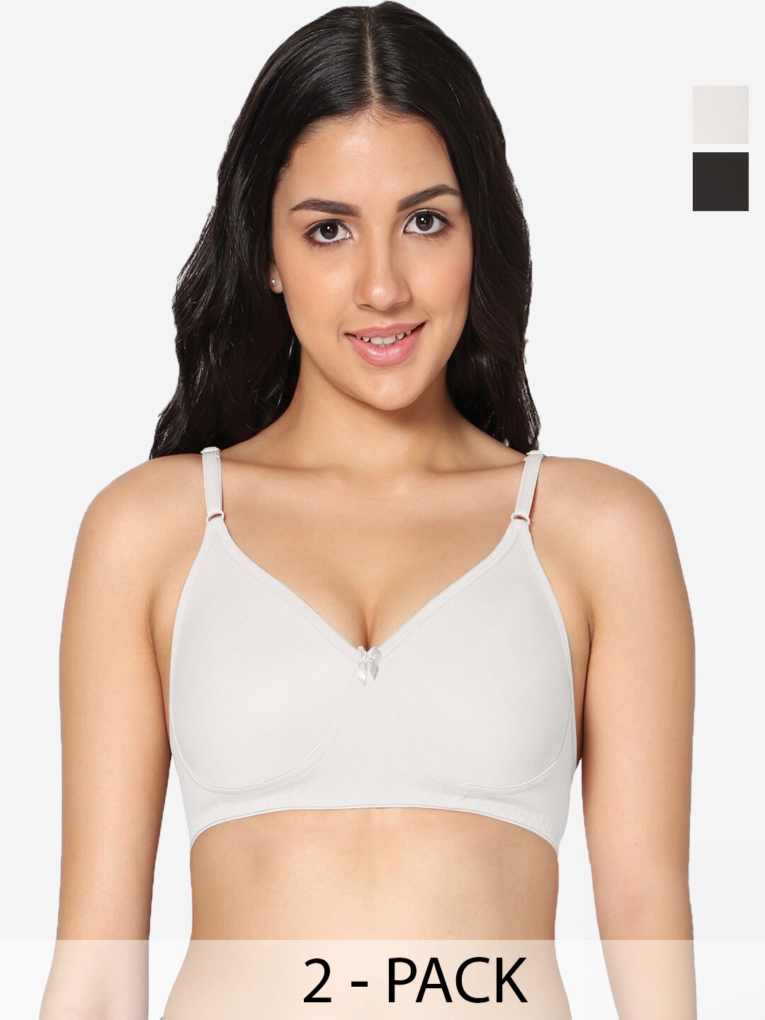 

In Care Pack Of 2 Full Coverage Non Padded Pure Cotton T-shirt Bra With All Day Comfort, White